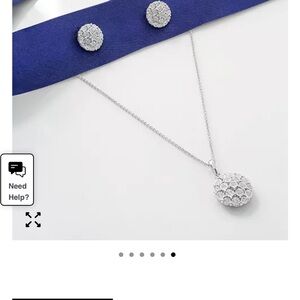 Sparkle button diamond earrings and pendant each 1/10ct in sterling silver.